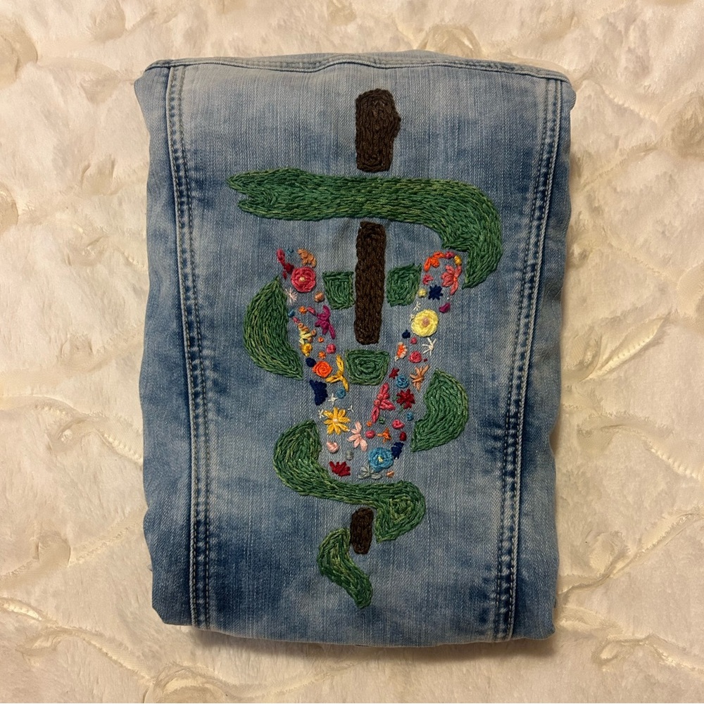 Veterinary Veterinarian RVT Technician Medicine Embroidered Denim Jean Jacket - Picture 6 of 6
